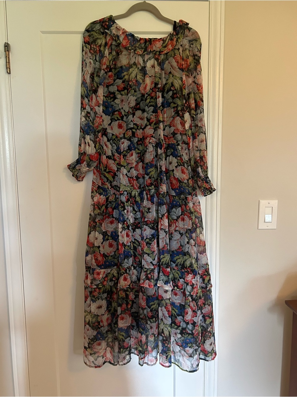 Anthropologie Marais Floral Tiered Long Sleeve Maxi Dress - size small - Picture 5 of 6